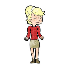 cartoon woman shrugging shoulders