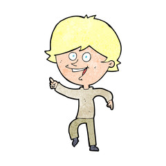 cartoon happy pointing man