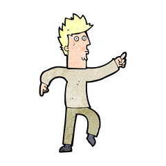 cartoon worried man pointing