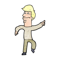 cartoon worried man pointing