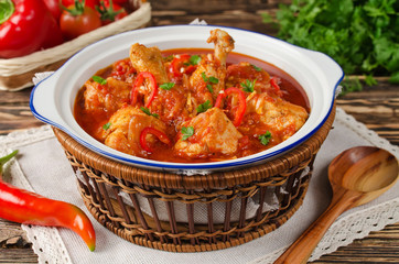 Chakhokhbili - chicken stewed with tomatoes