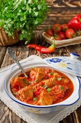 Chakhokhbili - chicken stewed with tomatoes