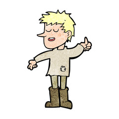 cartoon poor boy with positive attitude
