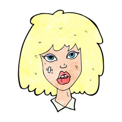 cartoon woman with bruised face