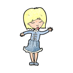 cartoon waving woman