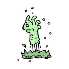 cartoon zombie hand rising from ground