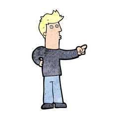 cartoon curious man pointing