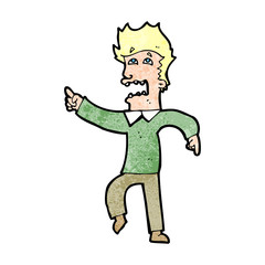 cartoon frightened man pointing
