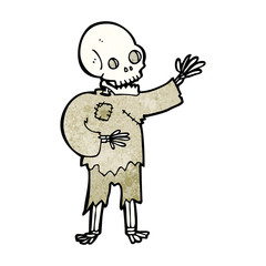 cartoon skeleton waving