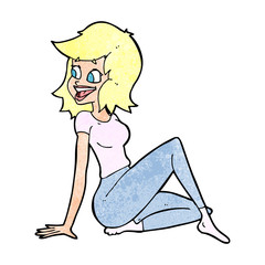cartoon pretty woman looking happy