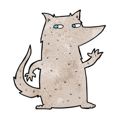 cartoon wolf waving