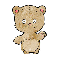 cartoon little teddy bear waving