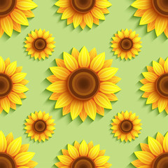 Naklejka premium Background seamless pattern with sunflowers