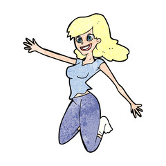cartoon jumping woman