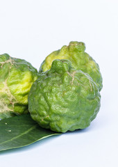 kaffir lime on white background