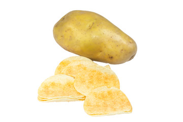 chips potato and peeled potato isolate onwhite

