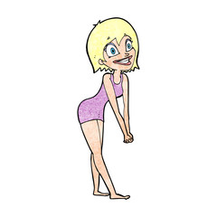 cartoon excited woman