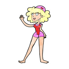 cartoon swimmer woman