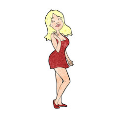 Obraz na płótnie Canvas cartoon pretty woman in cocktail dress