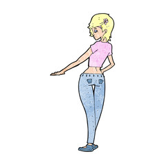 cartoon pretty girl in jeans and tee