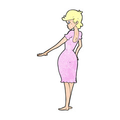 cartoon pretty woman looking at nails