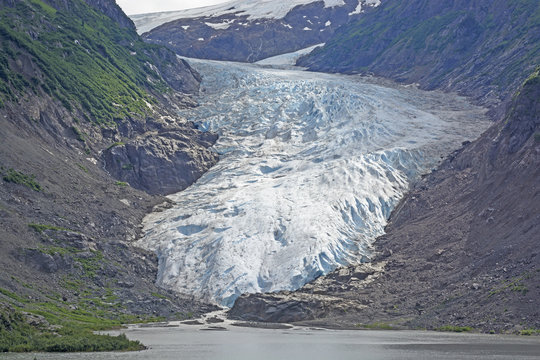 Coastal Glacier coming out of the Mountains