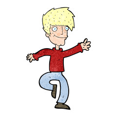 cartoon happy man dancing