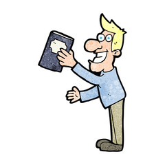 cartoon man with book