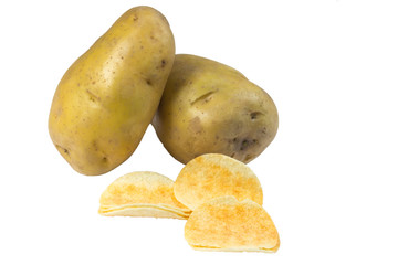 chips potato and peeled potato isolate onwhite
