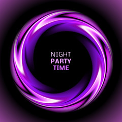 Abstract light purple swirl circle on black background