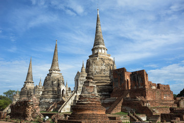 Fototapeta premium Wat (temple) Phra Si Sanphet was built over 600 years ago, the temple on the site of the old Royal Palace in Thailand's ancient capital of Ayutthaya.