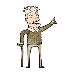 cartoon old man with walking stick