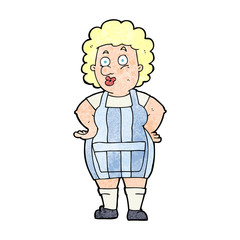 cartoon woman in kitchen apron