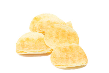 Potato chips isolated on white background
