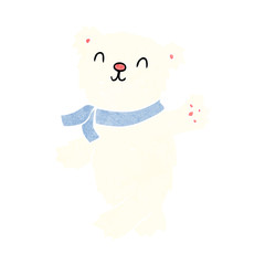cartoon waving teddy polar bear