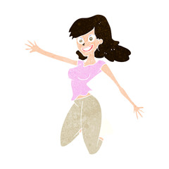 cartoon jumping woman