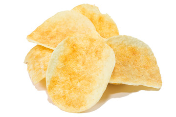 Potato chips isolated on white background
