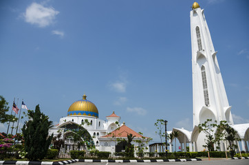 MALACCA, MALAYSIA - AUG 2, 2015: Beauty of Malacca Straits Mosque. Malacca City is the capital city...