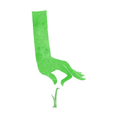 cartoon green hand picking blade of grass