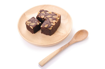 Brownies on wood plate