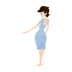 cartoon pretty woman looking at nails