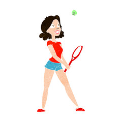 cartoon woman playing tennis