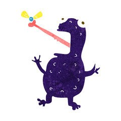 cartoon poisonous frog catching fly