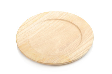 wooden plate on white background