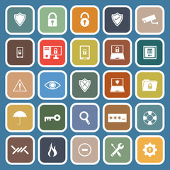 Security flat icons on blue background
