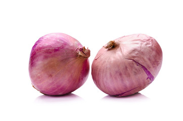 Shallots on white background