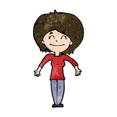 cartoon woman shrugging shoulders