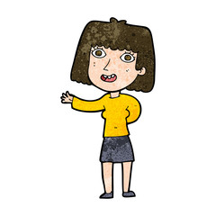 cartoon friendly woman waving