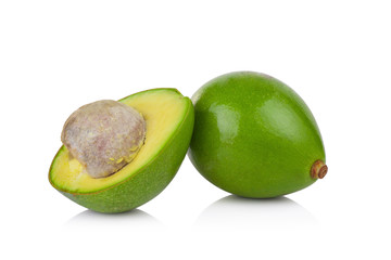 green avocados isolated on the white background