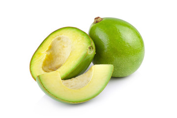 green avocados isolated on the white background